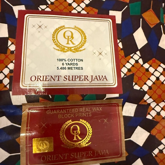 Orient Super Java African wax print Geometric Fabric 6 yards - Picture 2 of 4